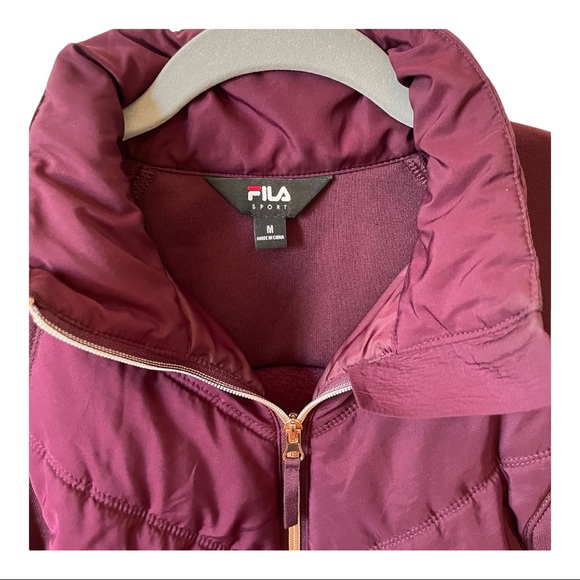 RARE FILA SPORT Athletic Purple Midi Semi-Puffer Fleece-lined Zip-Up Jacket - Picture 5 of 14